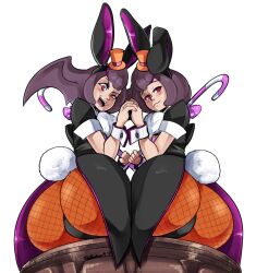 2girls betty_de_famme big_ass bonny_de_famme bunny_ears female female_only gyakuten_saiban huge_ass leggings looking_at_viewer purple_hair radlionheart twins wide_hips