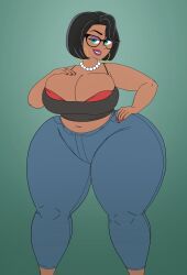 1girls aged_up big_ass big_breasts danny_phantom earrings glasses hand_on_hip hyper_bimbo jeans latina midriff milf nickelodeon paulina_sanchez pearl_necklace purple_eyeshadow ring saturnxart solo thick_thighs wide_hips