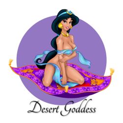 1001_nights aladdin arabian belly_dancer belly_dancer_outfit black_hair brown_eyes carpet cleavage disney disney_princess flying_carpet large_breasts long_hair middle_eastern middle_eastern_female persian_(iranian) persian_female pickypepper princess_jasmine royalty voluptuous