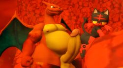 3d_(artwork) anthro anthro_on_anthro anthrofied balls ballsack bara bottomless bottomless_male charizard completely_nude completely_nude_male erect_nipples erect_penis erection gay litten looking_at_partner male male/male male_only muscular muscular_anthro muscular_male nipples nude nude_male pecs pectorals penis penis_out pokemon pokemon_(species) saiyangoku4_(artist) sfm source_filmmaker veiny veiny_penis yaoi