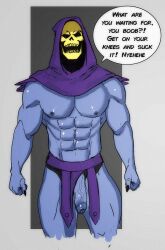 1male dick gay inviting inviting_to_sex looking_at_viewer male male_only masters_of_the_universe muscular pecs skeleton skeletor solo solo_focus tomis-jb veiny_penis