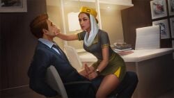 1boy 1girls cum_on_face faceless_male female female_focus flight_attendant game_cg handjob male mouth_covered nutaku penis sexy_airlines stewardess