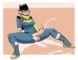 1futa balls barbara_gordon batgirl batman_(series) big_penis breasts brown_hair clothed clothing cum cumming dc dc_comics ejaculation erect_penis erection futa_only futanari gloves green_eyes human light-skinned_futanari light_skin long_hair masturbation mostly_clothed orange_hair orgasm penis ripped_clothing rolling_eyes sitting solo spread_legs sunk118 thick_thighs