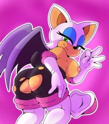 ass bat bat_wings big_ass big_breasts frederickjdraws furry furry_only leggings rouge_the_bat rouge_the_bat_(cosplay) sonic_(series) sonic_the_hedgehog_(series) tail wings