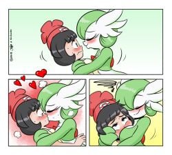 2018 2girls 3_fingers 5_fingers big_breasts blush blushing breasts comic dominant_female face_in_breasts female female_gardevoir game_freak gardevoir human humanoid joaoppereiraus kiss kiss_on_lips kissing multiple_girls nintendo pokémon_(species) pokemon pokemon_(species) pokemon_sm pokephilia selene_(pokemon) submissive_female tagme wholesome yuri