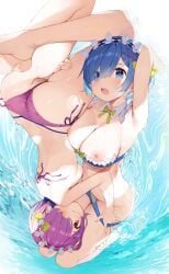 2d 2girls arm_up armpits ass_cleavage bangs beach big_breasts bikini blue_eyes blue_hair breast_slip breasts_out butt_crack decensored edit edited feet_out_of_frame female female_only gaou gaou_(matsulatte) hair_ornament hair_over_one_eye in_water incest innie_pussy matching_hair/eyes matching_underwear multiple_girls nipples one_arm_up panties_aside pink_eyes pink_hair pulling_down_pants pussy pussy_peek ram_(re:zero) re:zero_kara_hajimeru_isekai_seikatsu rem_(re:zero) short_hair sisters thick_thighs thighs third-party_edit twincest twins uncensored water x_hair_ornament yuri