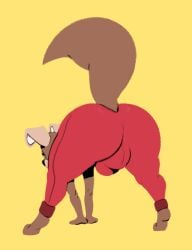 anthro backsack bent_over big_ass bulge canine femboy huge_ass kom komdog komponi male male_only red_pants tagme tail thick_thighs wide_hips