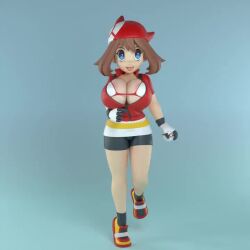 3d 3d_model animated areolae bag belt big_breasts big_nipples breasts cleavage female female_focus female_only footwear generalbuta handwear headwear hourglass_figure huge_breasts human large_areolae may_(pokemon) mp4 nintendo nipples no_bra no_sound pale_skin pokemon tagme turntable_(animation) undressing unzipping video wide_hips