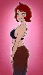 arezu_(pokemon) ass blush bra breasts game_freak legwear light-skinned_female light_skin pokemon pokemon_legends:_arceus red_hair red_legwear short_hair thighs triplestabber