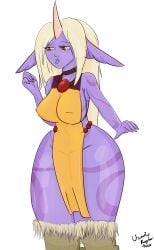 animated big_belly big_breasts horn league_of_legends long_ears nipple_slip pregnancy_progression pregnant pregnant_belly progression purple-skinned_female purple_skin soraka usuarioregular2600 white_hair