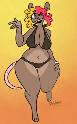 alternate_version_available anthro beach beauty_mark_on_breasts big_breasts breasts edit female flat_colors friendly furry furry_female furry_only happy happy_expression happy_female mouse nerdyreindeer not_porn part_of_a_set rat sfw swimsuit thick_thighs two_tone_hair wide_hips wink winking_at_viewer