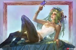 big_breasts clothed corset cptpopcorn critical_role critical_role:_bells_hells cute dungeons_and_dragons fantasy faun fearne_calloway flowers freckles furry green_eyes green_hair horns lingerie pink_skin tagme