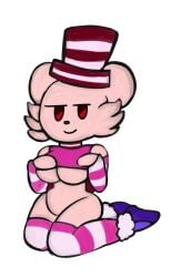 anthro armwear bear bear_(game) big_ears boots bottomless braless breasts cheek_tuft cherry_bomber_(bear) clothed clothing clothing_lift curvy_figure facial_tuft female footwear fur hand_on_breast hat headgear headwear hi_res hourglass_figure i_need_special_guest_r34 imminent_nudity kneeling legwear mammal no_underwear pattern_clothing pattern_footwear pattern_legwear pattern_socks roblox roblox_game round_ears shirt shirt_lift smug socks solo striped_clothing striped_footwear striped_legwear striped_socks stripes suggestive suggestive_look tan_body tan_fur thigh_highs top_hat topwear tuft under_boob whirchi