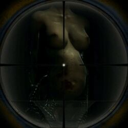 3d alien animated big_belly breasts crosshair female fetal_movement firearm gif human interspecies_pregnancy naked nude pale_skin podgirl pregnant pregnant_belly rape restrained rifle sniper_scope