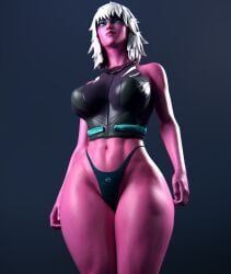 1girls 3d big_breasts fortnite fortnite:_battle_royale harlowe_(fortnite) hips pink_skin thick_thighs white_hair wotm8h8