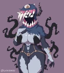 anthro big_breasts eldritch_horror luckyshazo ripped_clothing tagme tentacle thick_thighs