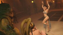 3d alexbridger being_watched belly_dancer belly_dancer_outfit brown_eyes brown_hair chain_leash chained chains dancer dancer_outfit dancing daughter femsub harem harem_girl harem_outfit hutt jabba's_palace jabba_the_hutt leaning leg_up loincloth looking_at_another mother mother_and_daughter multiple_boys multiple_girls oola padme_amidala princess_leia_organa sandals see-through see-through_clothing sitting slave slave_bikini slave_collar slave_leia slave_outfit slavegirl standing_on_one_leg star_wars submissive submissive_female tiptoes twi'lek ugly_bastard ugly_man watching