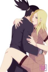 1boy 1girls alternate_hairstyle ambiguous_penetration big_breasts blush bodily_fluids breast_press canon_couple clothed_sex couple duo exposed_breasts fishnet_bodysuit fishnets hair_down implied_penetration loose_hair moaning nara_shikamaru naruto naruto:_the_last naruto_(series) naruto_shippuden one_eye_closed pants ponytail raised_leg revealing_clothes see-through see-through_clothing seelenkaetzchen sex shirt standing standing_sex straight tears temari tied_hair