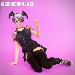 1girls 3d blender callisto_(fortnite) clothed curvy_female female_only fortnite glasses headgear lingerie makeup painted_nails posing sorrenpalace war_zg