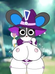 ! 1girls animal_crossing anthro astrolonaut big_breasts bow bra breast_expansion breasts bunny bunny_ears dotty_(animal_crossing) eyelashes eyes female female_only magic magic_wand nintendo nipples panties shirt shocked shocked_expression skirt tagme underwear vagina witch_hat year_request