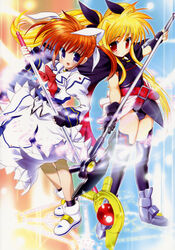 fate_testarossa highres lyrical_nanoha mahou_shoujo_lyrical_nanoha mahou_shoujo_lyrical_nanoha_a's raising_heart scan takamachi_nanoha thighhighs tied_hair twintails