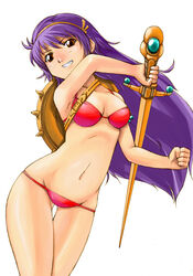 athena_(series) athena_asamiya bikini king_of_fighters princess_athena purple_hair snk sword weapon