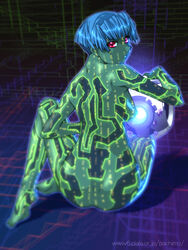 1girls 2d 343_guilty_spark artificial_intelligence ass back background bangs barefoot blue_hair breasts cg cortana cortana_v1 dimples_of_venus eyebrows eyebrows_visible_through_hair eyelashes eyelashes_visible_through_hair feet game game_cg glowing green_body green_skin hair halo_(game) halo_(series) halo_ce hips holding holding_object hologram ino large_breasts looking_at_viewer looking_back looking_back_at_viewer nipples nude pink_eyes rear_view red_eyes robot science_fiction shiny shiny_hair short_hair sideboob sitting soles spread_legs sweat sweatdrop tattoo tiptoes url wide_hips