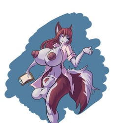 1futa anthro balls big_breasts bobert breasts brown_nipples canine clipboard dickgirl eradragon fully_sheathed fur furry futanari husky intersex sheath solo_futa tagme