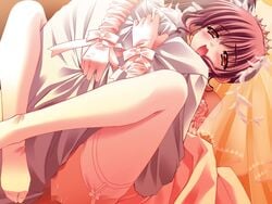 airi_(quilt) blush bridal_veil bride carnelian censored clothing_wrinkle dress elbow_gloves feet game_cg garter_belt gloves held_up hug leg_hug leg_lock legs missionary_position open_mouth orgasm quilt quilt_(game) screaming sex shirt_grab solo thighhighs toes vaginal_penetration veil wedding_dress