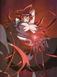 1girls ass big_breasts black_sclera breasts busty female huge_breasts large_breasts lips lowres masane_amaha milf naughty pussy red_hair solo tongue uno_makoto witchblade