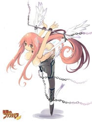 bondage bound breasts brown_eyes chains cute kawahara_megumi long_hair mugen_no_fantasia mugen_no_phantasia original red_hair thighhighs very_long_hair wings