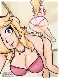 1girls ass big_ass big_breasts bikini bimbo blonde_hair blue_eyes earrings female female_only hair_over_one_eye light-skinned_female light_skin lips long_hair mario_(series) mirror_selfie necklace nintendo panties platinum_blonde_hair princess_rosalina silenttandem solo star_earrings underwear