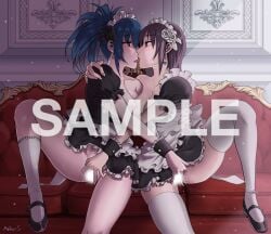 censored fingering fingering_partner fingering_pussy king_of_fighters kuributon leona_heidern lesbian_sex maid maid_headdress maid_outfit sakura_mafumi sample sex snk whip_(kof) yuri