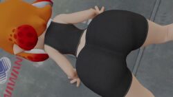 1girls 3d animated ass ass_focus ass_shake bare_shoulders bike_shorts female from_behind huge_ass inkling inkling_girl jiggle kishi nintendo no_sound orange_hair solo splatoon tank_top twerking video webm