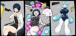 ass_expansion assimilation atlus breast_expansion female huge_ass huge_breasts inflatable izumi_(artist) japanese_text living_inflatable persona persona_5 rubber_creature rubberization tae_takemi text thick_thighs thigh_expansion transformation transformation_sequence translation_request wide_hips