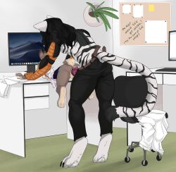 absurd_res anthro apple_inc. belt black_hair black_stripes bottomwear chair chimera clothed_sex clothing computer cybernetics cyborg desk digitigrade disney duo etrius_van_randr felid female fur furniture grey_body grey_fur hair hi_res judy_hopps keyboard lagomorph leporid long_hair machine male male/female mammal microsoft microsoft_windows nastynatalie office_chair pantherine pants penis pinned prosthetic prosthetic_arm prosthetic_limb public public_sex rabbit sex skirt small_breasts stripes table tail_tuft tiger topwear tuft white_body white_fur windows_7 windows_logo zootopia