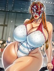 1girls big_breasts breasts cleavage female huge_breasts johntazukura luchador luchador_mask mask original original_character pudgy_belly solo thick_thighs voluptuous voluptuous_female wide_hips wrestler