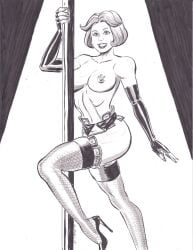 1girls big_breasts breasts deanartxx female female_only fishnets jane_jetson money_under_clothes nipples pole pole_dancing stripper stripper_pole the_jetsons traditional_media_(artwork)