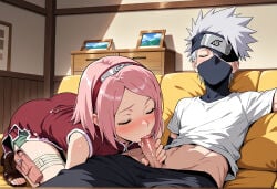 ai_generated blow_job blowjob fellatio haruno_sakura hatake_kakashi kakashi_hatake naruto_(series) sakura_haruno teacher_and_student