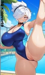 ai_generated big_ass big_breasts brawl_stars colette_(brawl_stars) leg_up pussy swimsuit