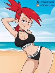 1girl 1girls ai_assisted ai_generated big_breasts blacked blacked_clothing breasts cartoon_network cleavage ear_piercing edit eyeshadow female female_focus female_only foster's_home_for_imaginary_friends frankie_foster grok large_breasts liquorcurse looking_at_viewer medium_breasts medium_hair navel panties red_hair redhead_female seductive seductive_look seductive_smile short_hair smile smiling_at_viewer solo solo_female solo_focus sports_bra thick_thighs thighs