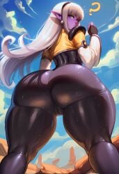 1girl 2026 2d ? absurd_res absurd_resolution absurdres ai_generated artist_name ass ass_focus black_bodysuit black_hairband blue_sky bodysuit cameltoe cloud colored_skin dark_elf day dragon_ball dragon_ball_xenoverse dragon_ball_xenoverse_3 earrings elf fingerless_gloves from_behind gloves green_eyes hairband hi_res high_quality high_resolution highres huge_ass hydraulicmatingpress image jewelry long_hair looking_at_viewer looking_back outdoors patreon patreon_username pink_skin pointy_ears rom sky solo sweat thick_thighs thighs uncensured watermark white_hair wide_hips