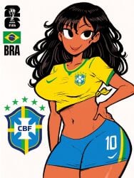 1girl atomiksaico brazilian fifa long_hair original soccer_uniform