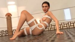 1girls 3d breasts brown_hair durabo female nipples padme_amidala star_wars