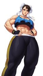 1girls abs absurd_res brown_eyes brown_hair capcom chun-li female female_only fully_clothed looking_at_viewer looking_down_at_viewer muscular muscular_female narrowed_eyes solo solo_female sotcho street_fighter thick_thighs thunder_thighs viewed_from_below white_background