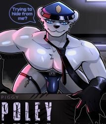 abs furry muscular_male noxurus piggy_(game) polar_bear poley_(piggy) police_hat roblox