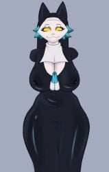1girl 1girls breasts cat_ears curvy deltarune deltarune_chapter_5 female furry legs nun nun_outfit tagme tasque_manager tasque_manager_(deltarune) tasque_manager_(nun) thick_thighs tight_clothing voluptuous voluptuous_female yellow_eyes