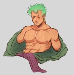 1boy abs artist_request bara bara_body bara_tiddies bara_tits barazoku beefy biceps bigger_male broad_shoulders collarbone defined_muscles earrings frown frowning gay green_hair hairless half-dressed half_naked half_nude handsome handsome_man hunk japanese_male kimono kimono_pull male male_focus male_only manly masculine masculine_male messy_hair muscles muscular muscular_male no_visible_genitalia no_visible_penis one_piece pecs pectorals pirate post-timeskip roronoa_zoro scar scar_across_eye scar_on_chest scar_on_face scars six_pack solo solo_focus solo_male tired tired_eyes tough_guy trapezius wake_up waking_up yaoi
