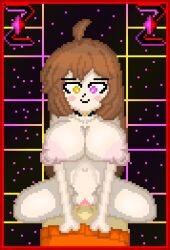 1boy 1girls areolae big_breasts breasts charaline choker choker_only female large_breasts male nipples on_top penis penis_in_pussy pixel_art riding riding_penis self_upload sex shirt vaginal_penetration zixy zixy_oc