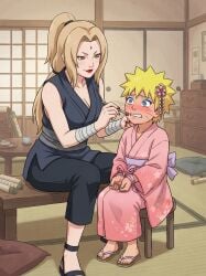 ai_generated crossdressing feminine_male feminization humiliation makeup naruto_(series) tsunade
